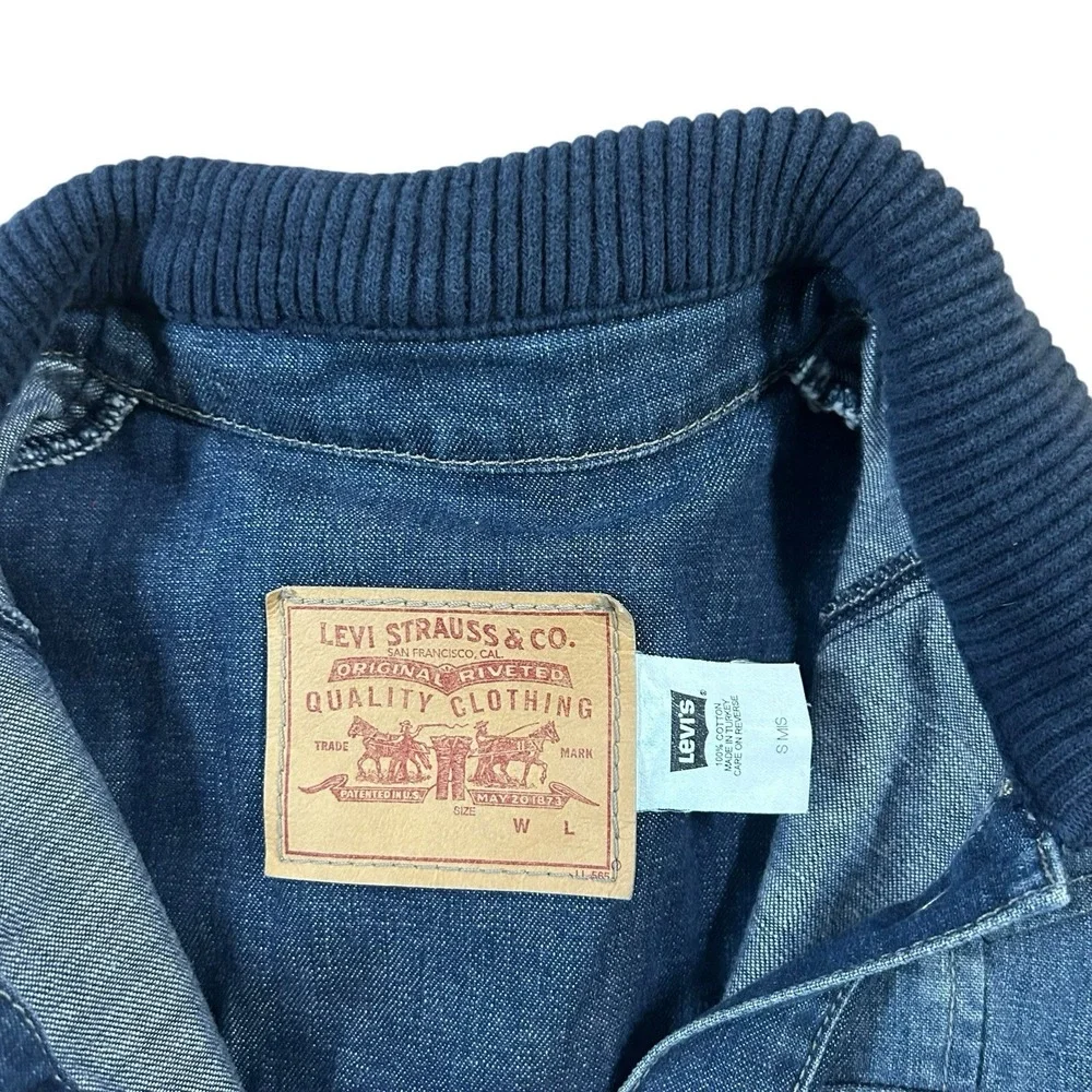 Vintage Levi's Jacket Girls Misses S‎ Blue Denim Trucker Snap Up Y2K